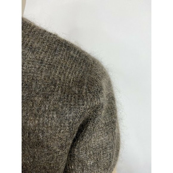 Vintage Anne Klein Sweater Top Fuzzy Knit Crewneck Short Sleeve Brown Small - Picture 5 of 9